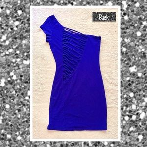 OWO- Sleeveless, One Shoulder Cobalt Blue Cocktail Dress